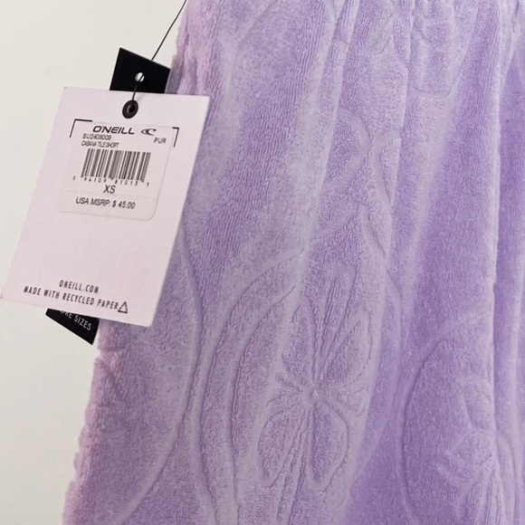 NWT O’Neill Cabana Tile Terrycloth Pull On Shorts in Purple - Picture 8 of 9